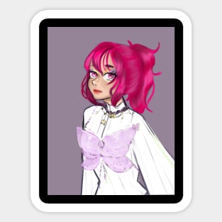 Pink haired anime butterfly girl Sticker